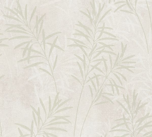 Vliestapete skandinavisches Muster Floral creme grün metallic 389194