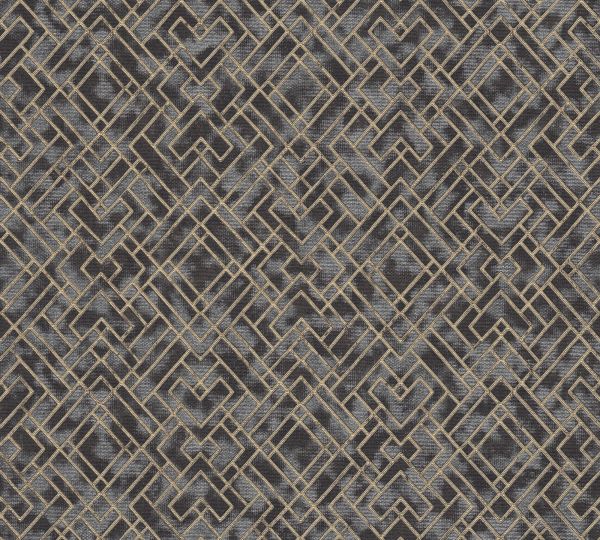 Vliestapete Liniengrafik Muster schwarz gold metallic 38828-1