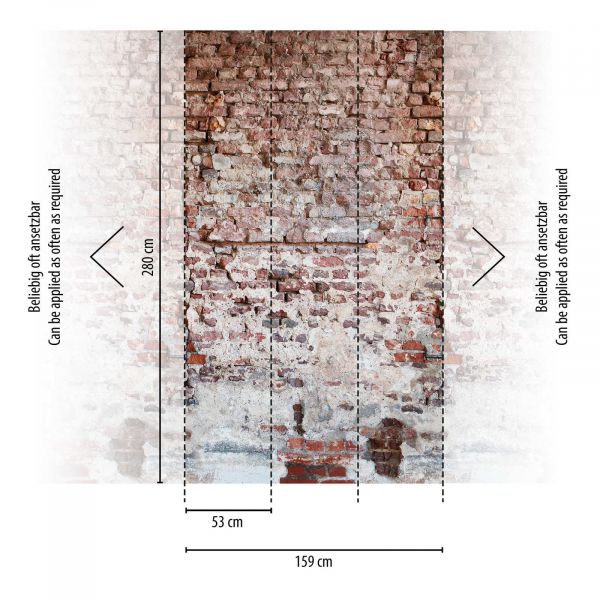 Vlies Fototapete 3D Industrial Steinoptik Backsteinmauer 159cm x 280cm 38335-1