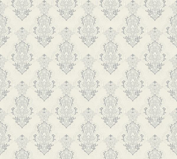 Vliestapete Barock Ornament weiß grau metallic Großrolle