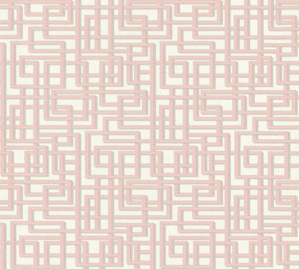 Labyrinth Grafik Vlies Tapete rosa weiß