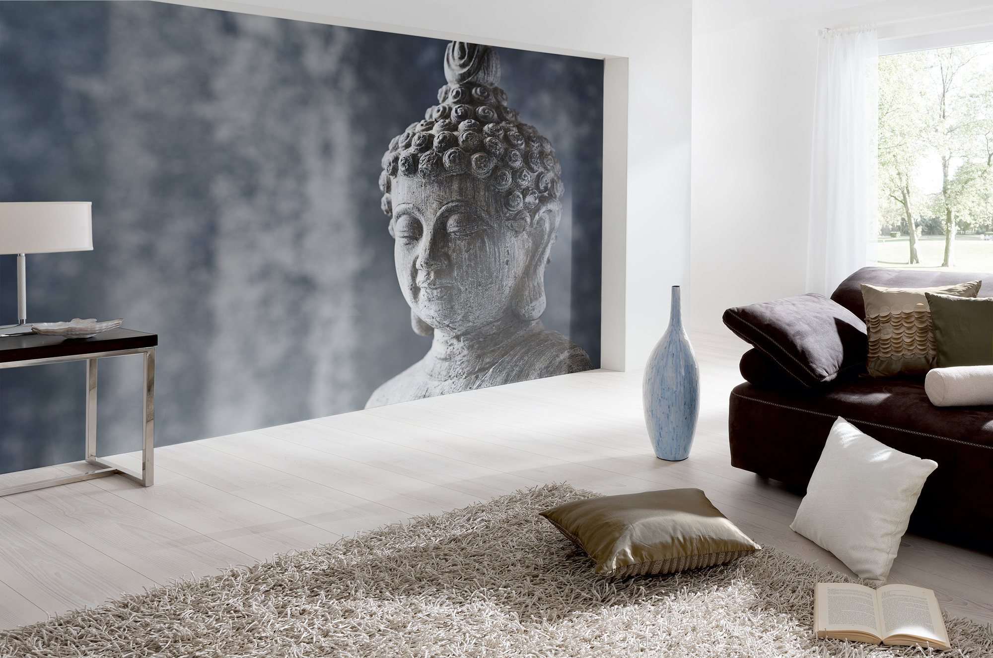 Dd Fototapete Digitaldruck Buddha Kopf Grau 255 X 350 Cm Joratrend Tapetenshop