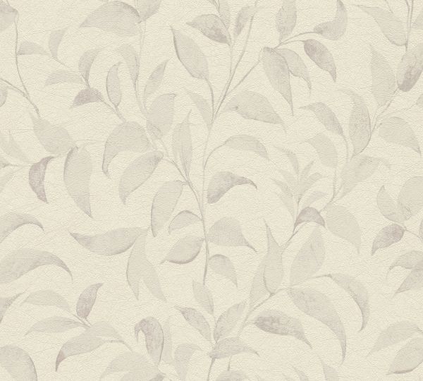 Vliestapete floral Blätter schimmernd Struktur grau silber 389625