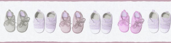 Tapeten Bordüre Baby Schuhe weiß rosa 35864-1