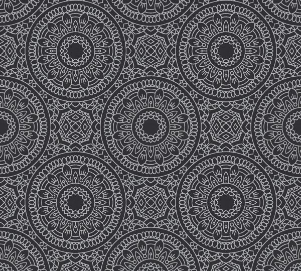 Vliestapete Grafik Kreis Muster schwarz silber 389681