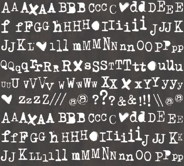 Buchstaben Schrift Vliestapete schwarz weiß