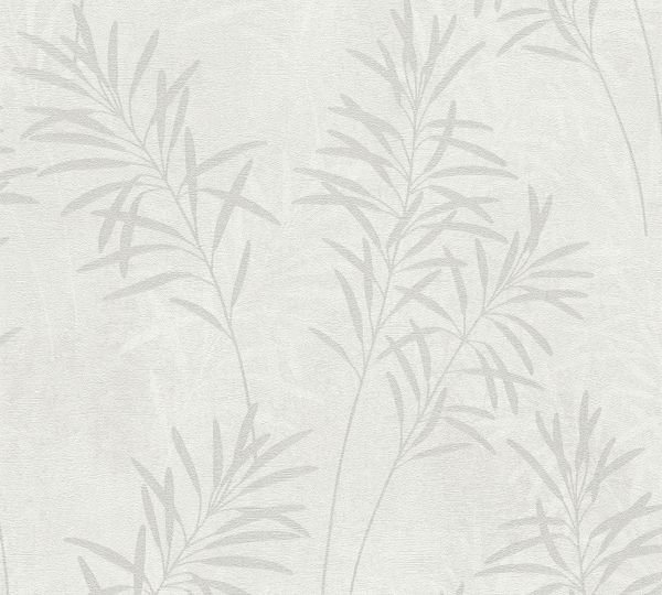 Vliestapete Floral weiß grau metallic 389195