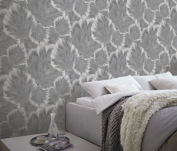 Vlies Tapete Design Blätter Motiv Floral grau metallic glanz 10402-10-Copy