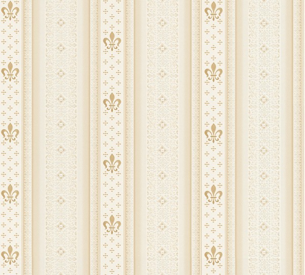Vliestapete Streifen Heraldik Lilie creme weiß 335424