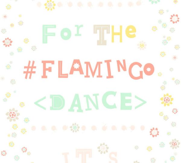 Vliestapete Blümchen Flamingo Dance Schrift weiß bunt