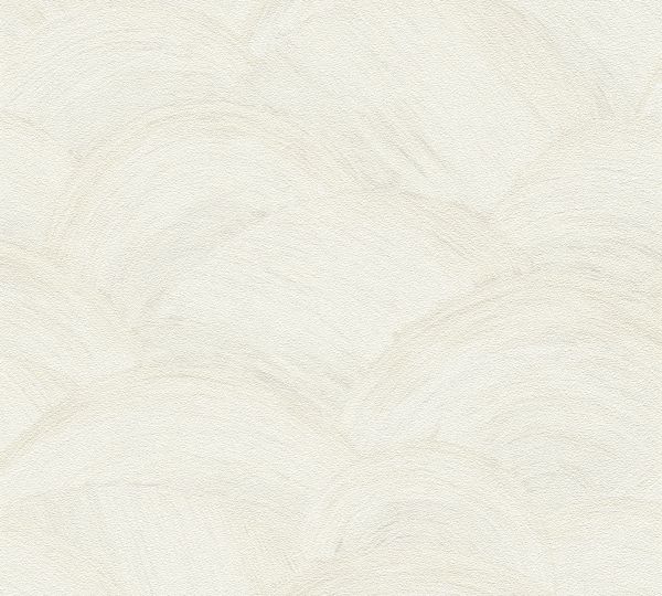 Vliestapete Wellenmuster abstrakt Wischtechnik weiß creme grau 39105-5