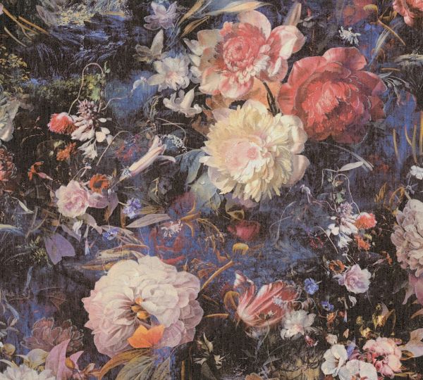 Vliestapete Vintage Blumen Design rot blau 388211