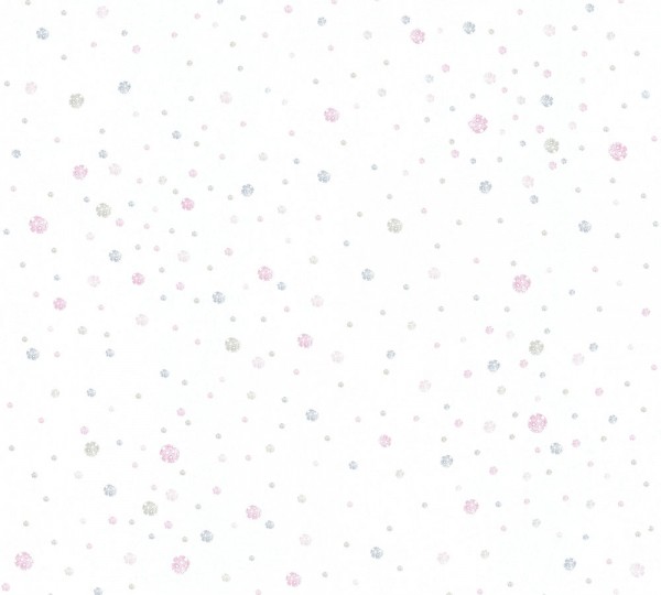 Vliestapete Kinder Bälle Punkte Muster weiß rosa 35855-1