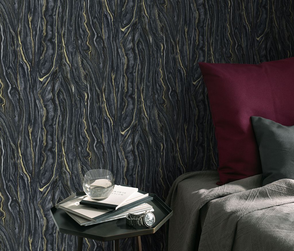 Vliestapete Marmor Optik schwarz Lava Naturstein 10149-15 Vliestapete Marmor Optik schwarz Lava Naturstein 10149-15