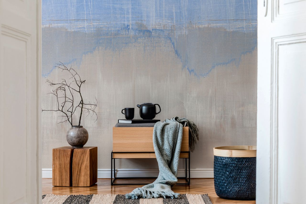 Vlies Fototapete Aquarell Malerei blau grau 212cm x 280cm 392331 Vlies Fototapete Aquarell Malerei blau grau 212cm x 280cm 392331