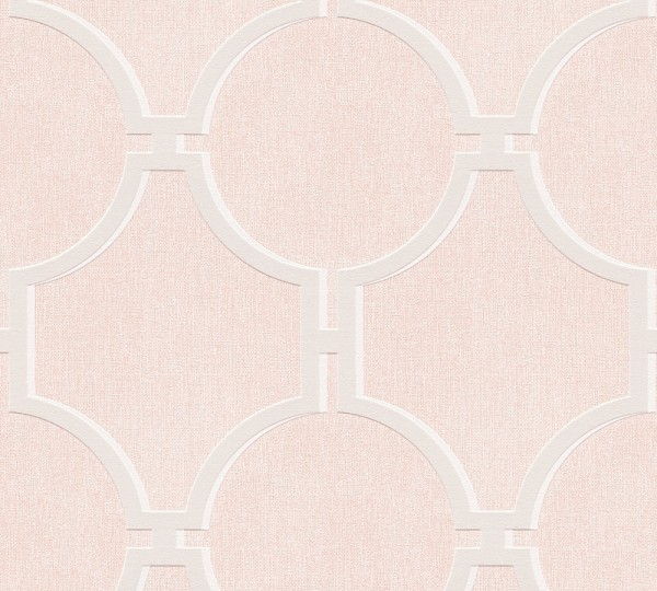 Vliestapete Vintage Grafik Kreise rosa creme grau Elegance