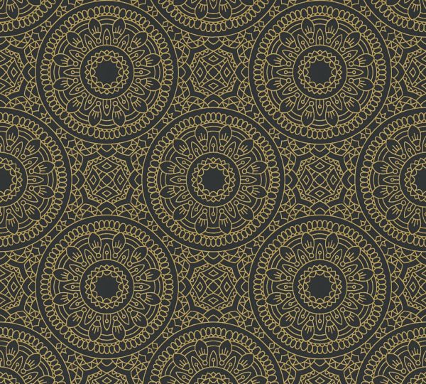 Vliestapete Grafik Kreis Muster schwarz gold 389682