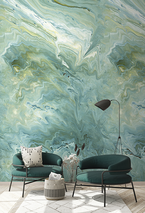 Wandbild Vlies Marmor grün Tapetenshop | 2,80m Fototapete Optik Joratrend x 1,59m A54203