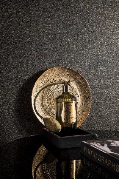 218462 Loft Vliestapete Bn Wallcoverings Uni Struktur Schwarz Gold Tapete Joratrend Tapetenshop