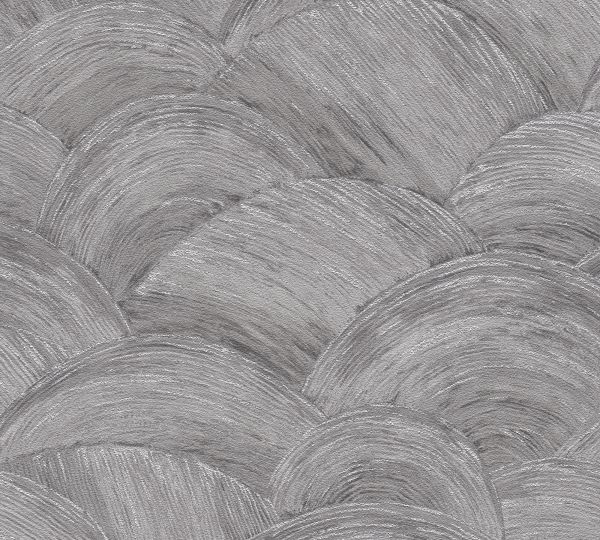 Vliestapete Wellenmuster abstrakt Wischtechnik grau silber 39105-3