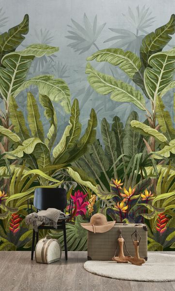 Vlies Fototapete Dschungel Palmen Blätter Wandbild 1,59m x 2,80m A50701