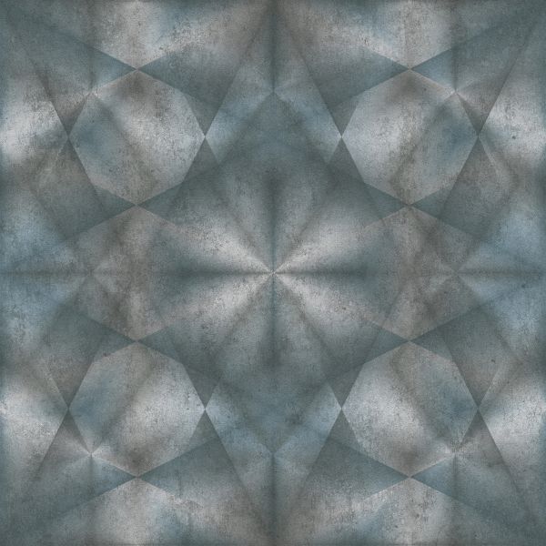 Vliestapete 3D Optik Grafik Muster Kaleidoskop petrol blau grau 386924