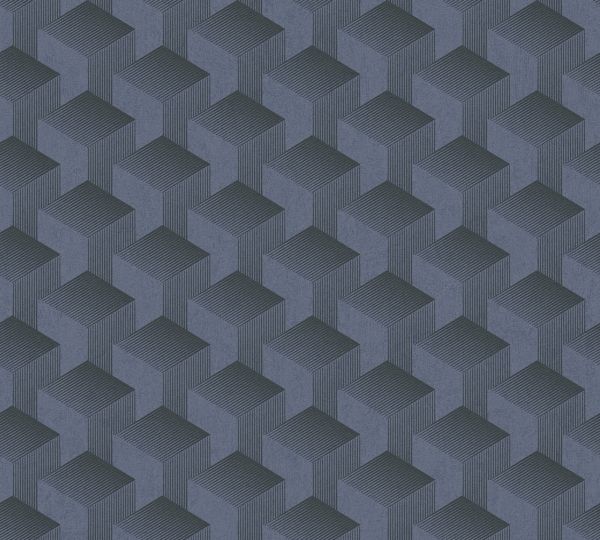 Vliestapete 3D Grafik Muster geometrisch blau schwarz 389634