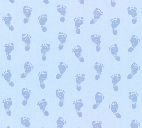 Vliestapete Kinder Baby Fußabdruck blau