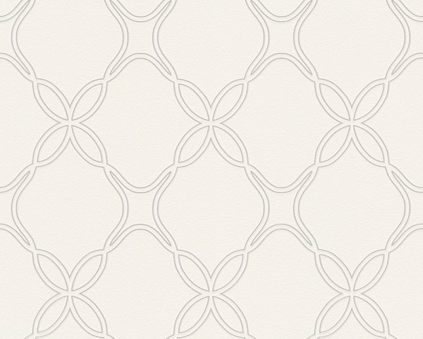 Vliestapete grafisches Ornament Muster Rauten weiß taupe