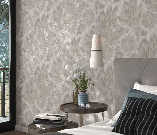 Vlies Tapete Design Blätter Motiv Floral beige grau metallic glanz 10402-37