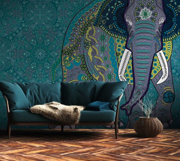 Fototapete Mandala Elefant Indian Style bunt 371cm x 280cm 38262-1