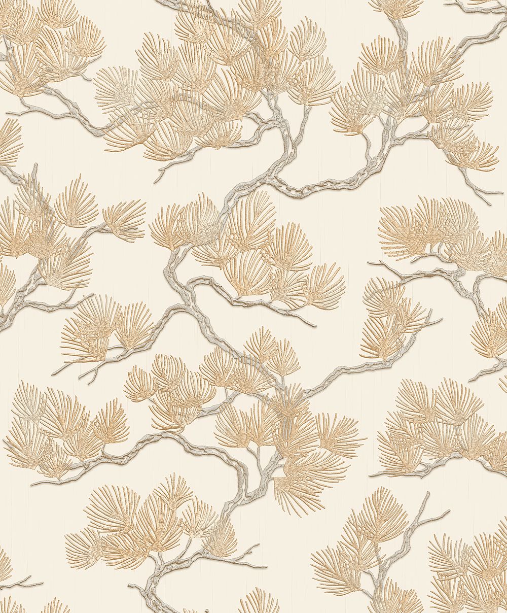 Vliestapete Pine Tree Nadelbaum Stick Textiloptik creme beige gold WF121012 Vliestapete Pine Tree Nadelbaum Stick Textiloptik creme beige gold WF121012